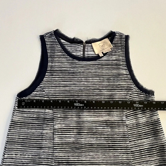 Anthro Venessa Virginia Top XS Navy Textured Tank Striped Fringed Trim Zip Boho - Picture 5 of 8